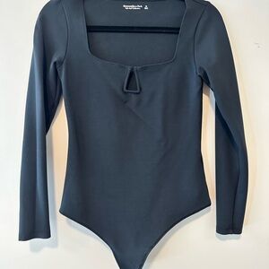 NWOT A&F Black Long Sleeve Ponte Notch Neck Bodysuit
